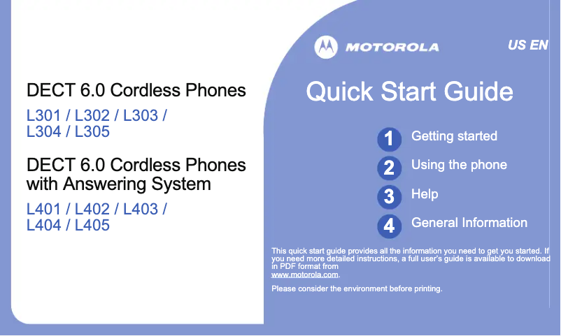 Página 1 del manual Manual de usuario Motorola L305