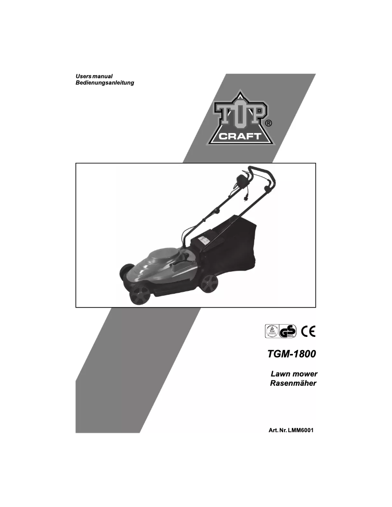 Image de la première page du manuel de l'appareil TGM 1800