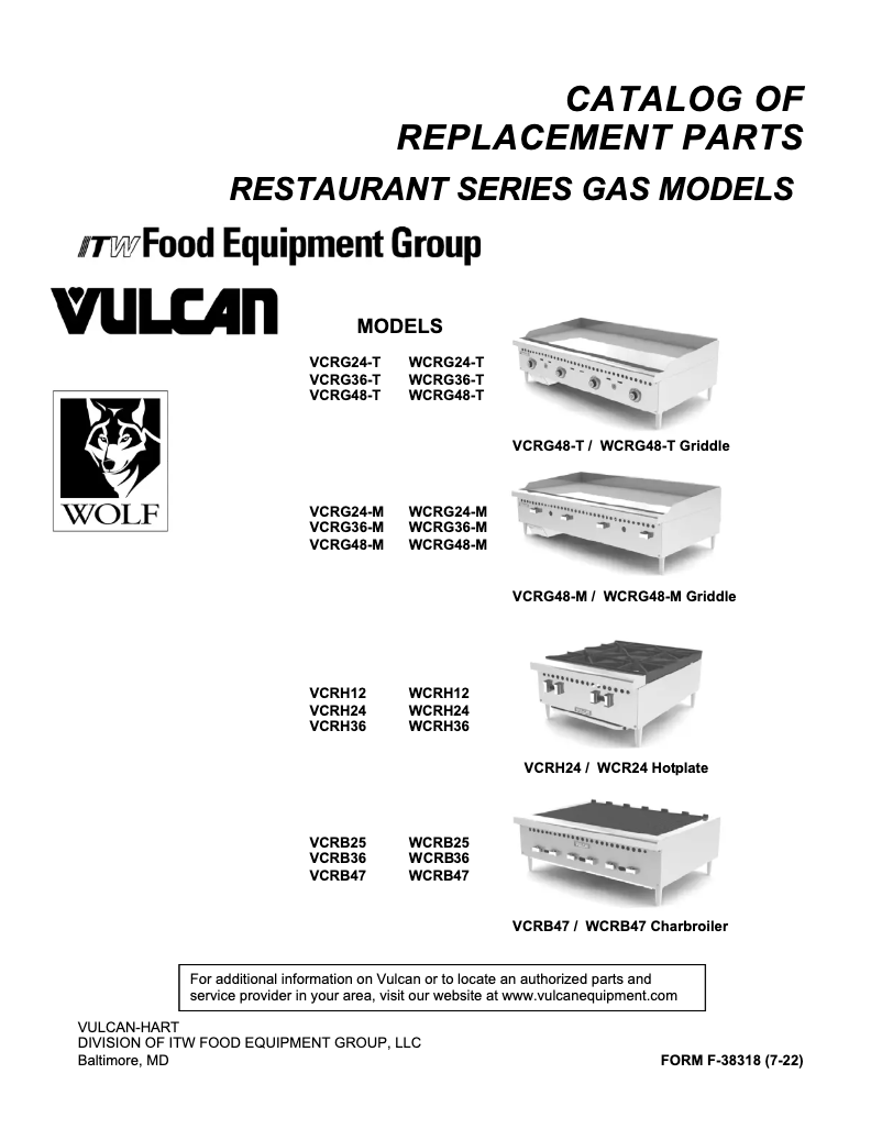 Page 1 de la notice Catalogue Vulcan VCRG48-M
