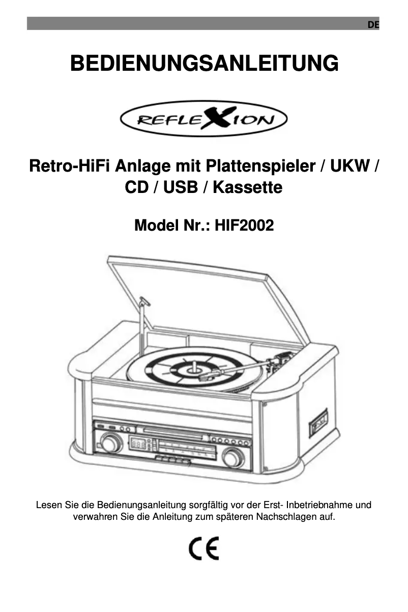 Page 1 de la notice Manuel utilisateur Reflexion HIF2002