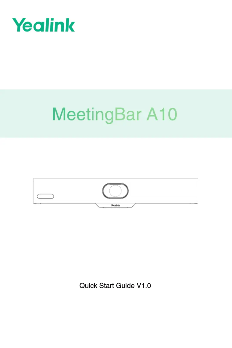 Page 1 de la notice Guide de démarrage rapide Yealink MeetingBar A10