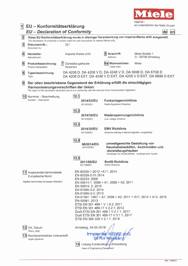 Page 1 de la notice Mode d'emploi Miele DA 4208 D EXTA Puristic Plus