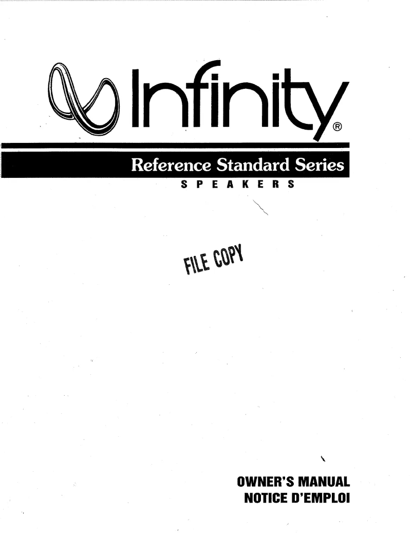 Page n°1 - Manuel utilisateur Infinity Reference RS 425