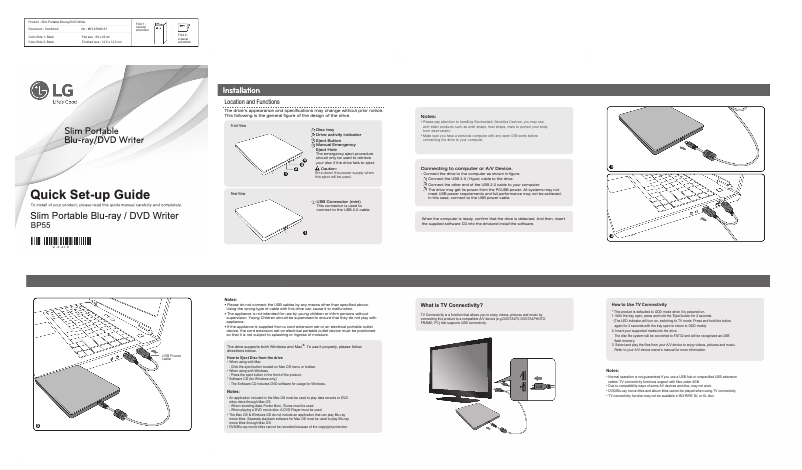 Page n°1 - Manuel utilisateur LG BP55