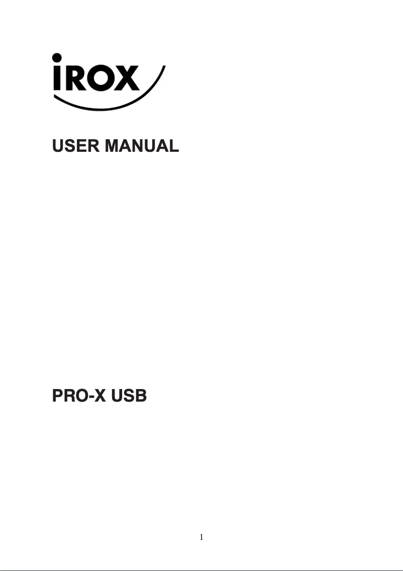 Page n°1 - Manuel utilisateur Irox PRO-X USB
