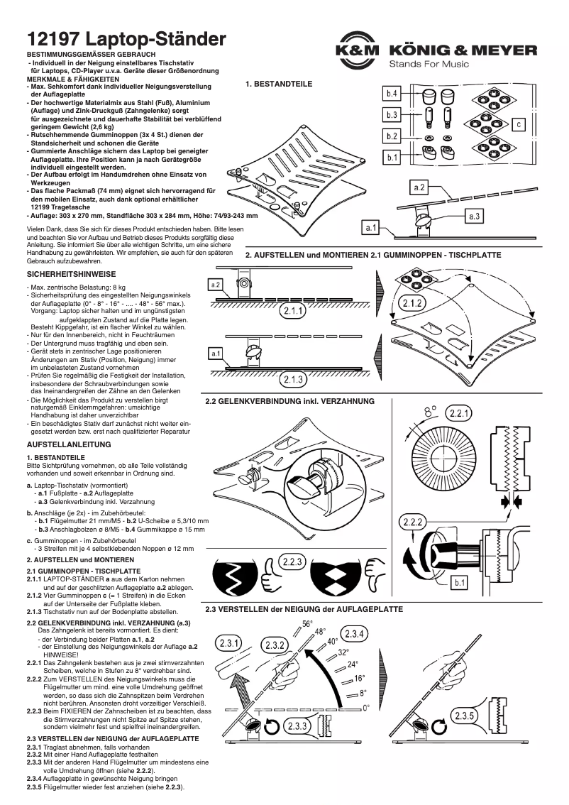 Page 1 de la notice Manuel utilisateur Konig & Meyer 12197