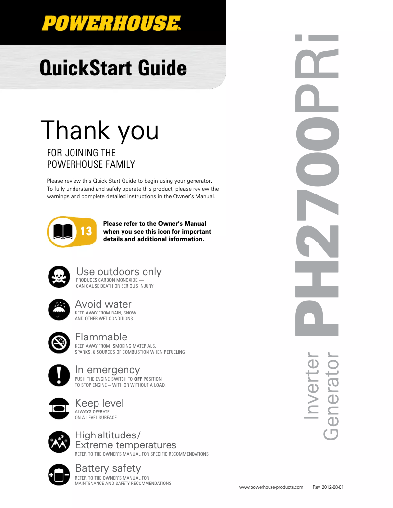 Page 1 of the manual Quick Start Guide Powerhouse PH2700PRi