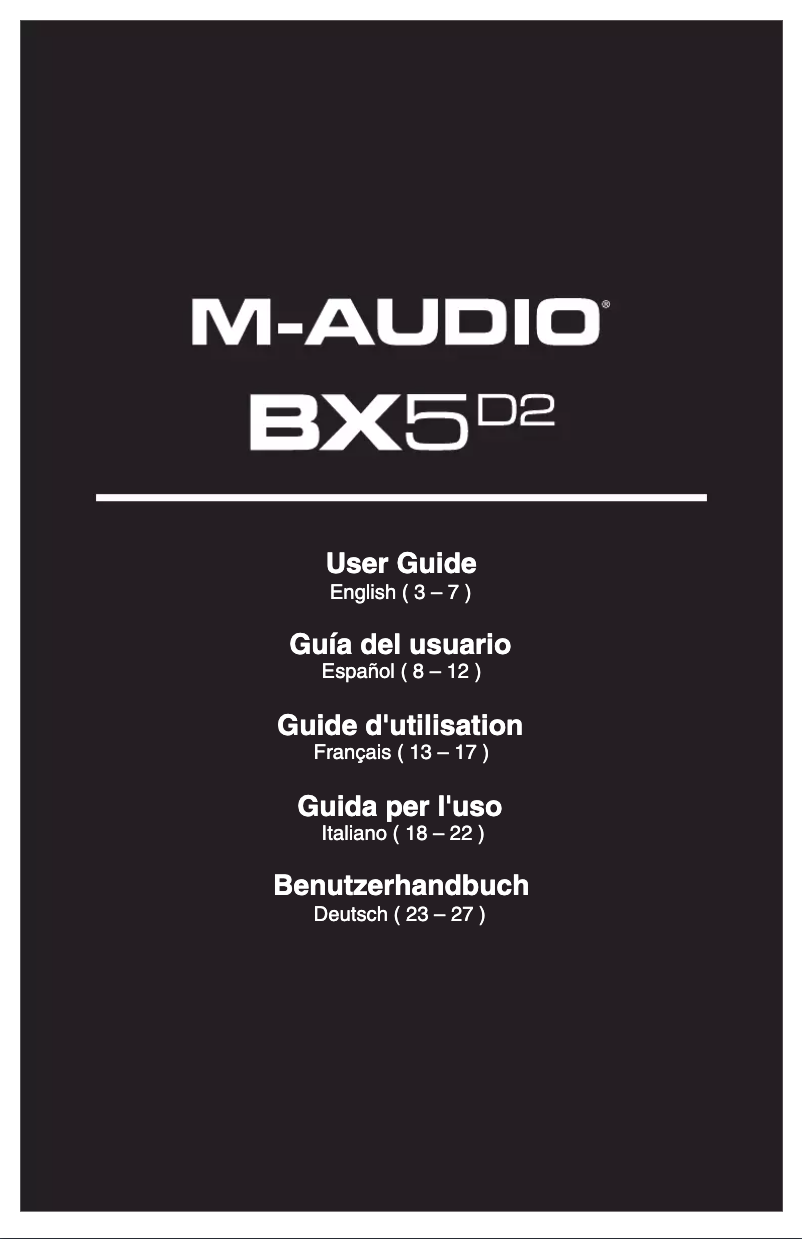 Page 1 de la notice Manuel utilisateur M-Audio BX5 D2