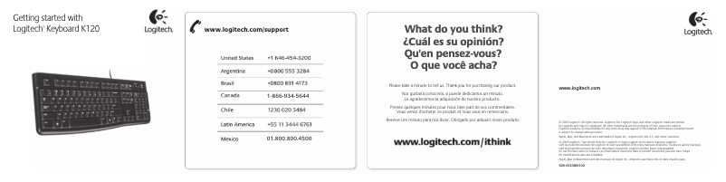 Page 1 de la notice Manuel utilisateur Logitech K120