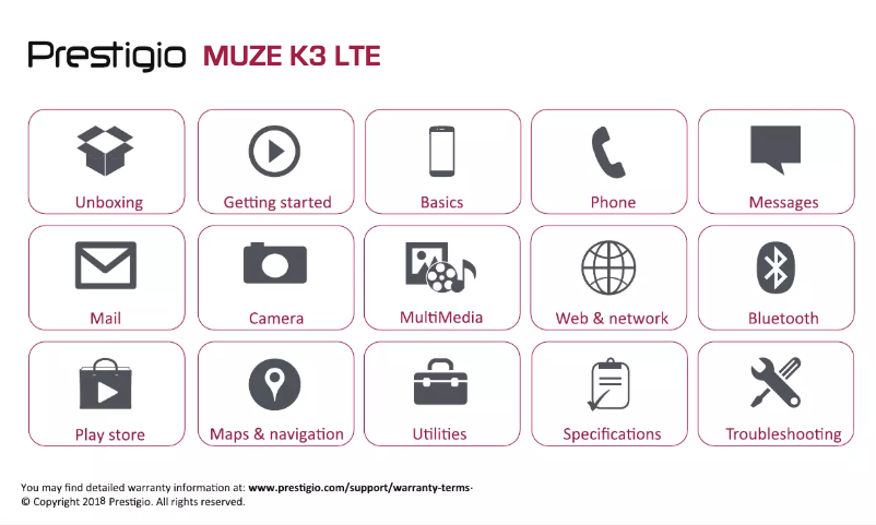 Página 1 del manual Manual de usuario Prestigio Muze K3 LTE