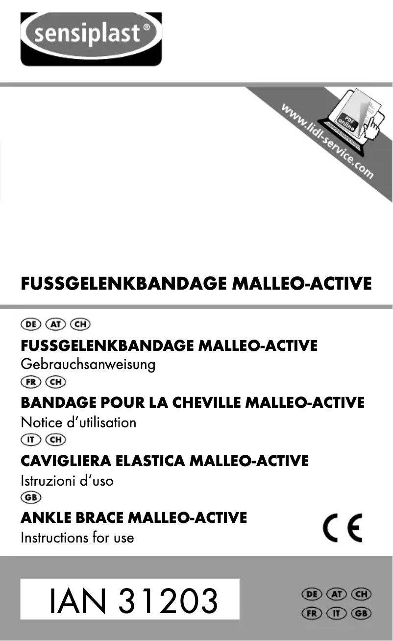 Page n°1 - Manuel utilisateur Sensiplast IAN 274662