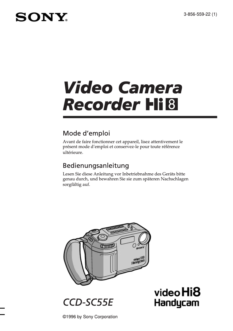 Page 1 de la notice Manuel utilisateur Sony CCD-SC55E