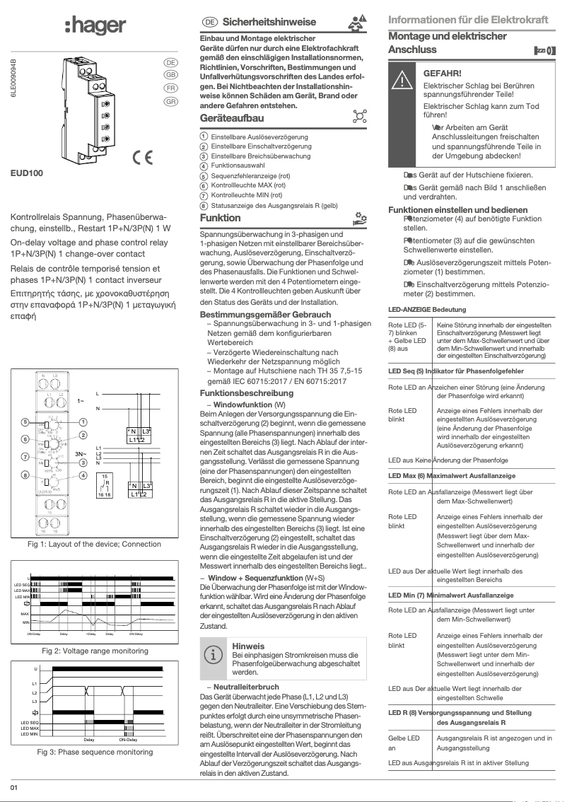 Image de la première page du manuel de l'appareil EUD100