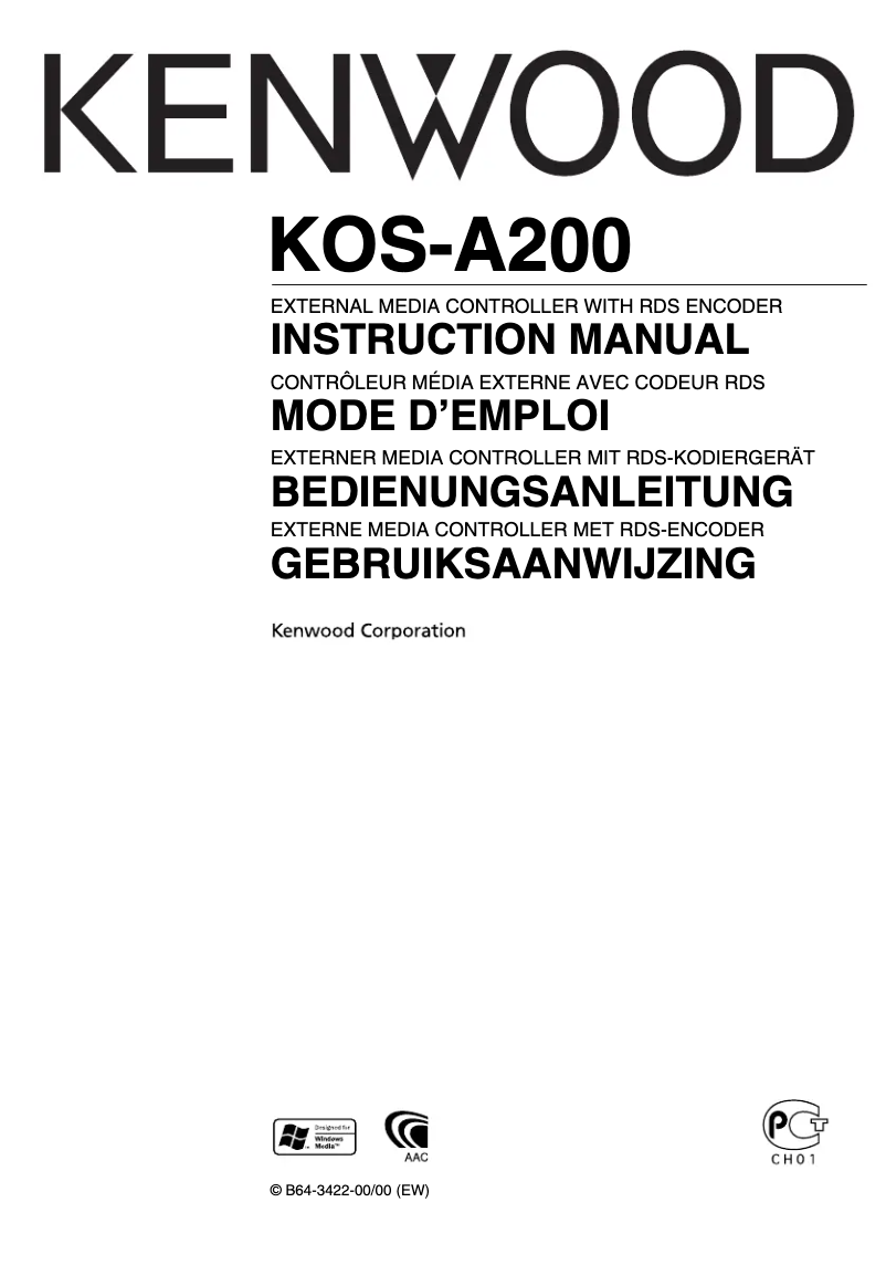 Page 1 de la notice Manuel utilisateur Kenwood KOS-A200