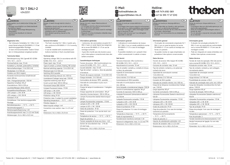 Image de la première page du manuel de l'appareil SU 1 DALI-2