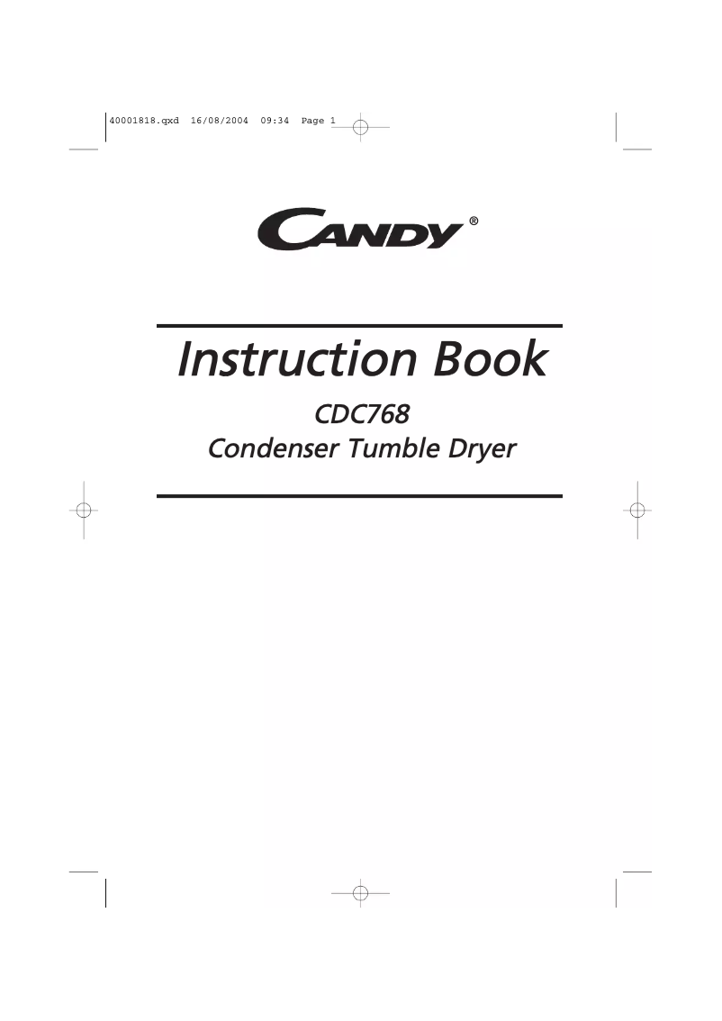 Page 1 de la notice Manuel utilisateur Candy CDC 768-47