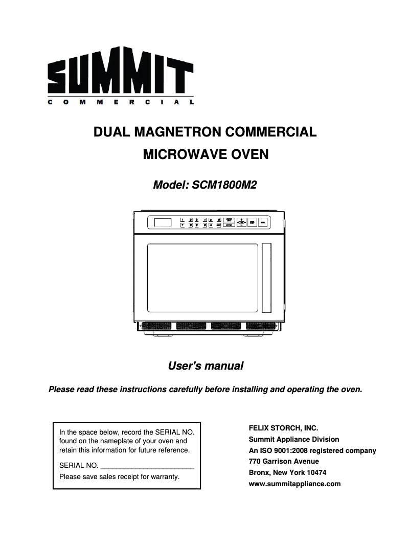 Image de la première page du manuel de l'appareil SCM1800M2