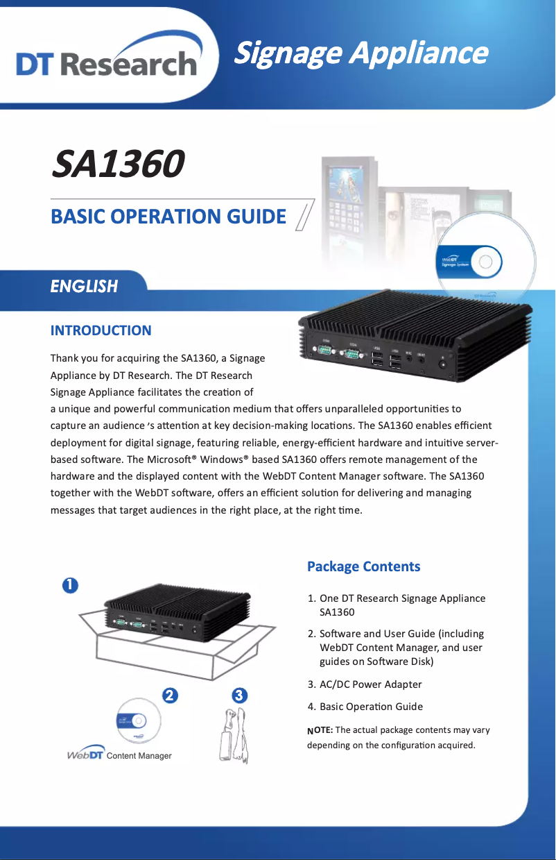 Page n°1 - Manuel utilisateur DT Research SA1360