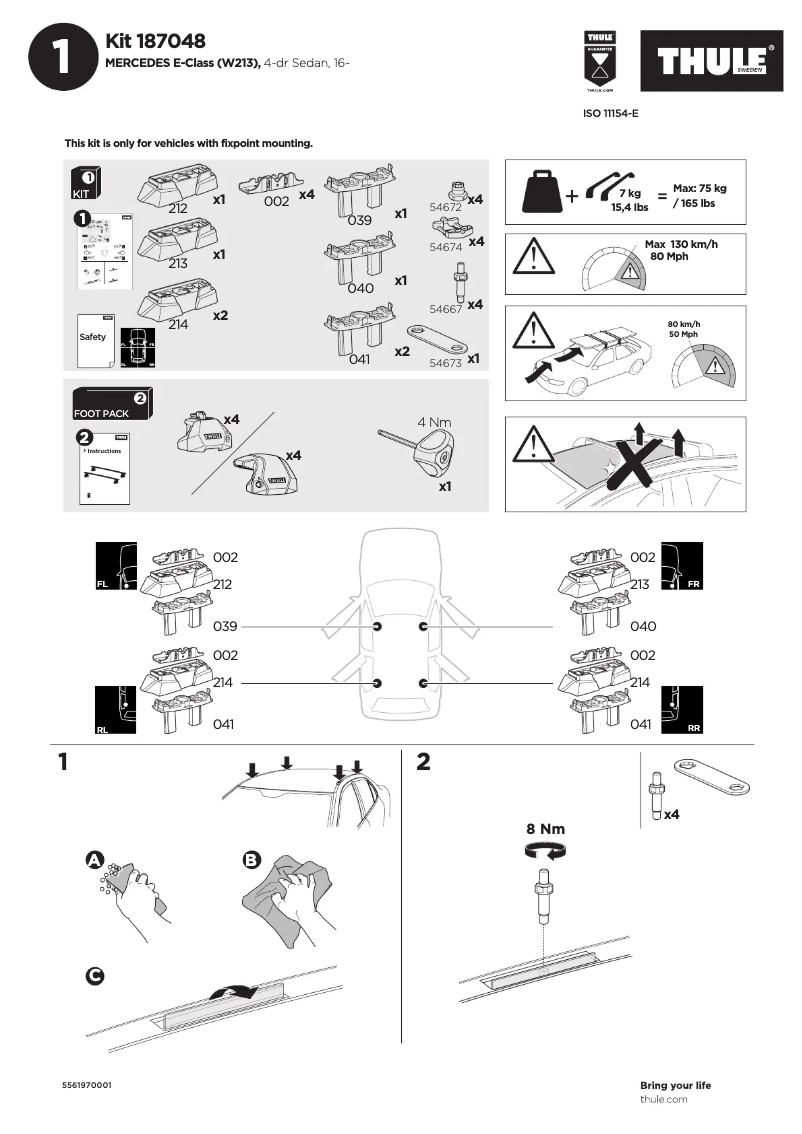 Page 1 de la notice Manuel utilisateur Thule Kit 187048