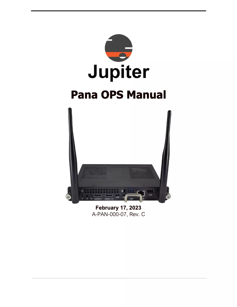 Page 1 de la notice Manuel utilisateur Jupiter Pana OPS