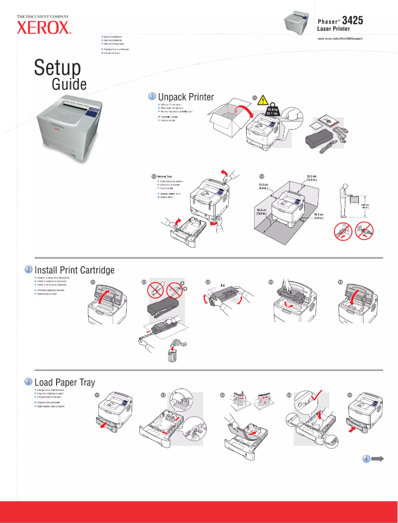 Page 1 de la notice Guide d'installation Xerox Phaser 3425