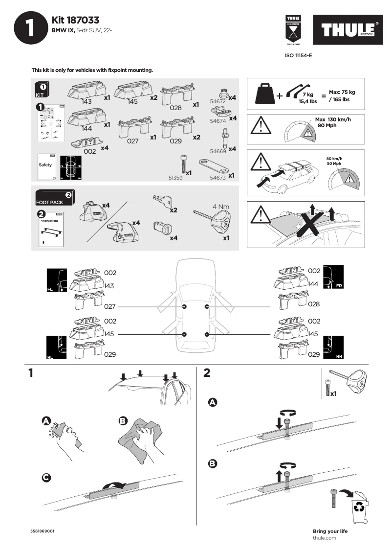 Page n°1 - Manuel utilisateur Thule Kit 187033