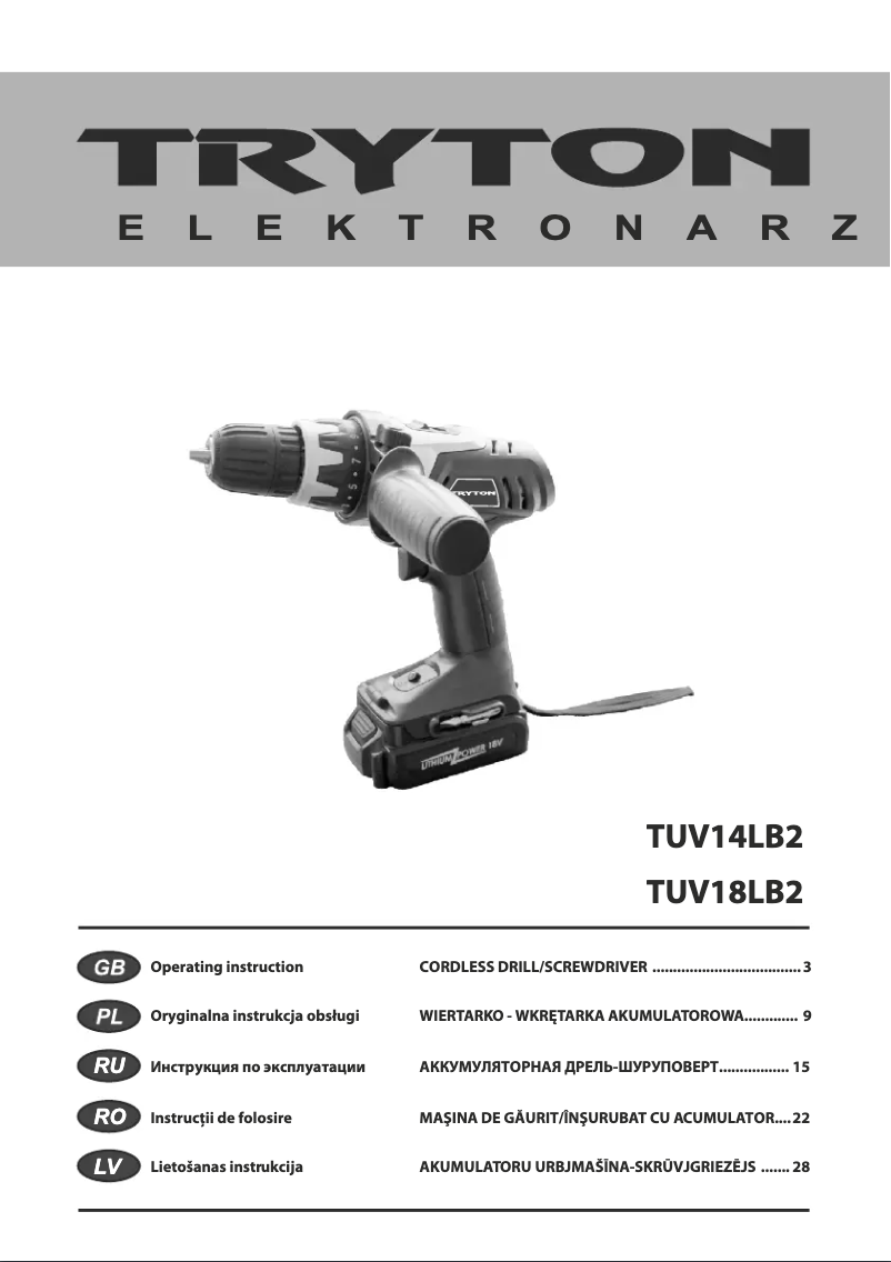 Página 1 del manual Manual de usuario Tryton TUV18LB2