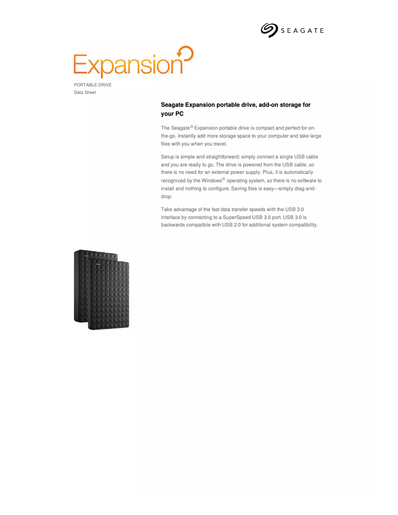 Image de la première page du manuel de l'appareil Expansion Portable Drive