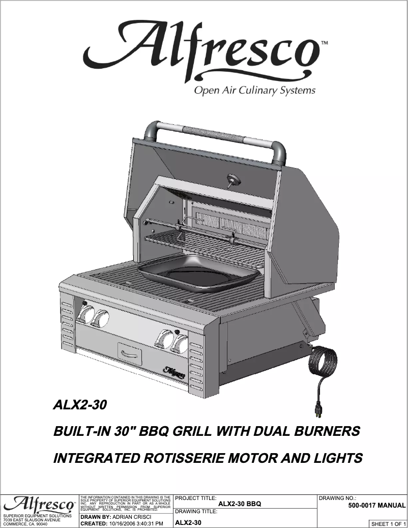 Image de la première page du manuel de l'appareil ALX2-30C