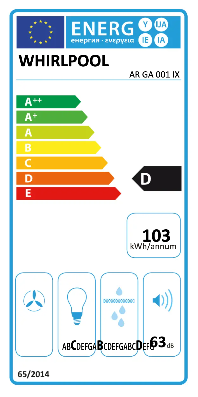 Page n°1 - Label énergétique Whirlpool AR GA 001/1 IX