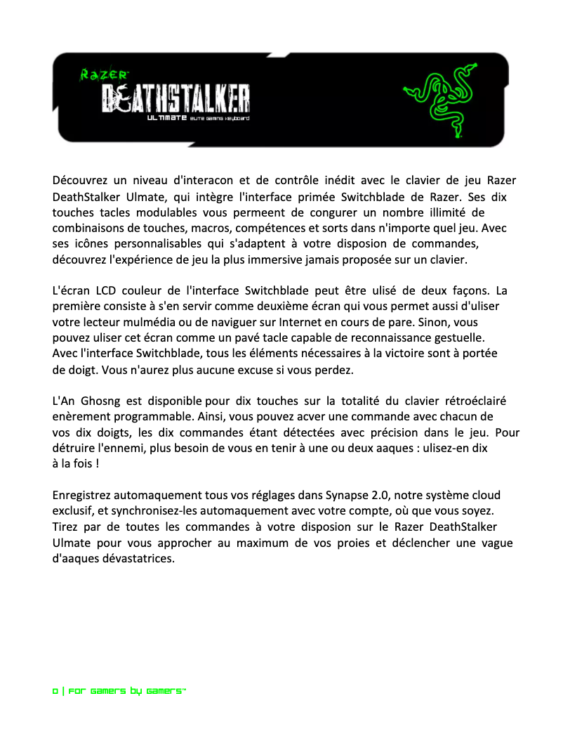 Image de la première page du manuel de l'appareil DeathStalker Ultimate