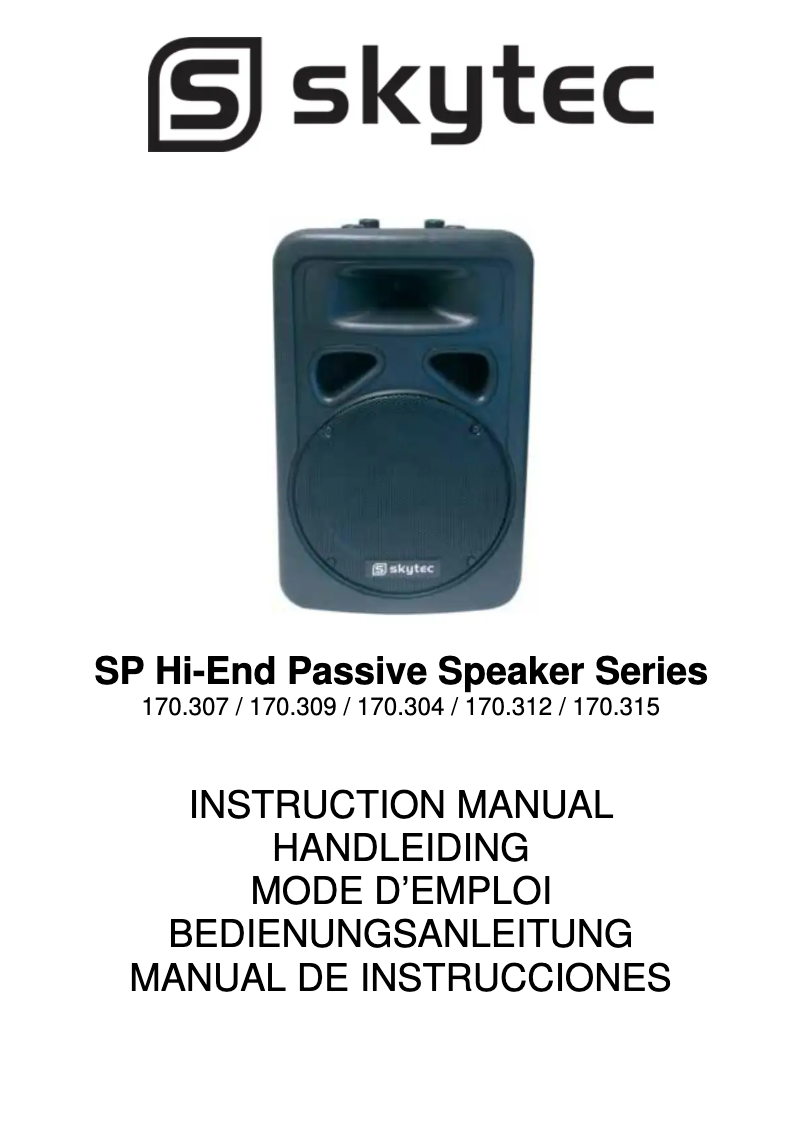 Page 1 de la notice Manuel utilisateur Skytec SP Hi-End Passive Speaker 170.304