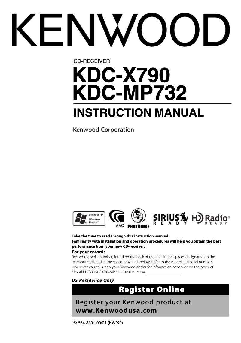 Page n°1 - Manuel utilisateur Kenwood KDC-MP732