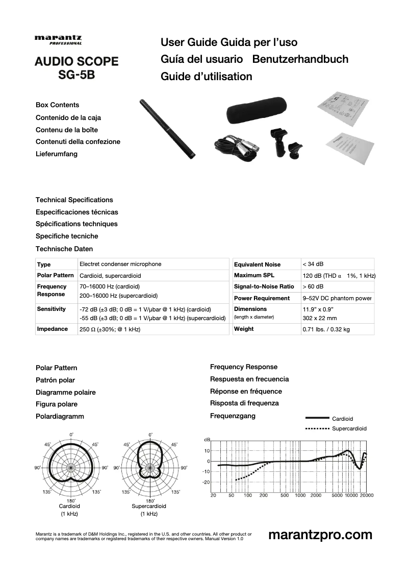 Page n°1 - Manuel utilisateur Marantz Audio Scope SG-5B