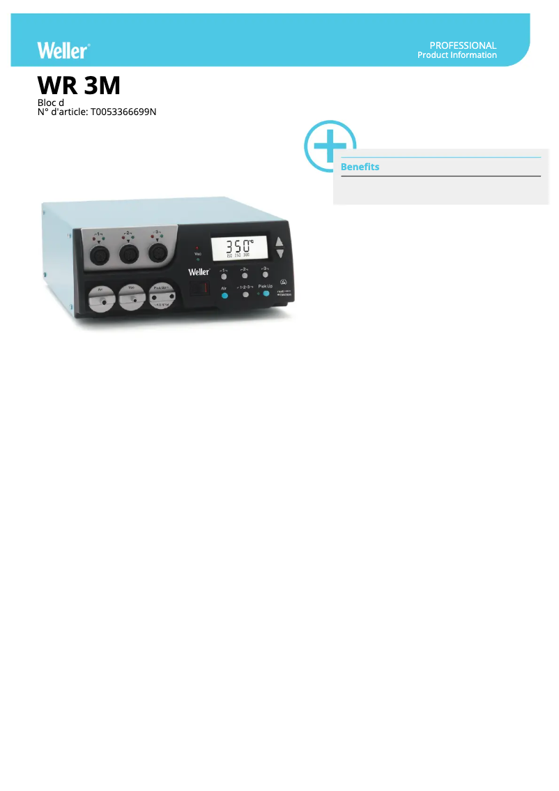 Page 1 de la notice Fiche technique Weller WR 3M