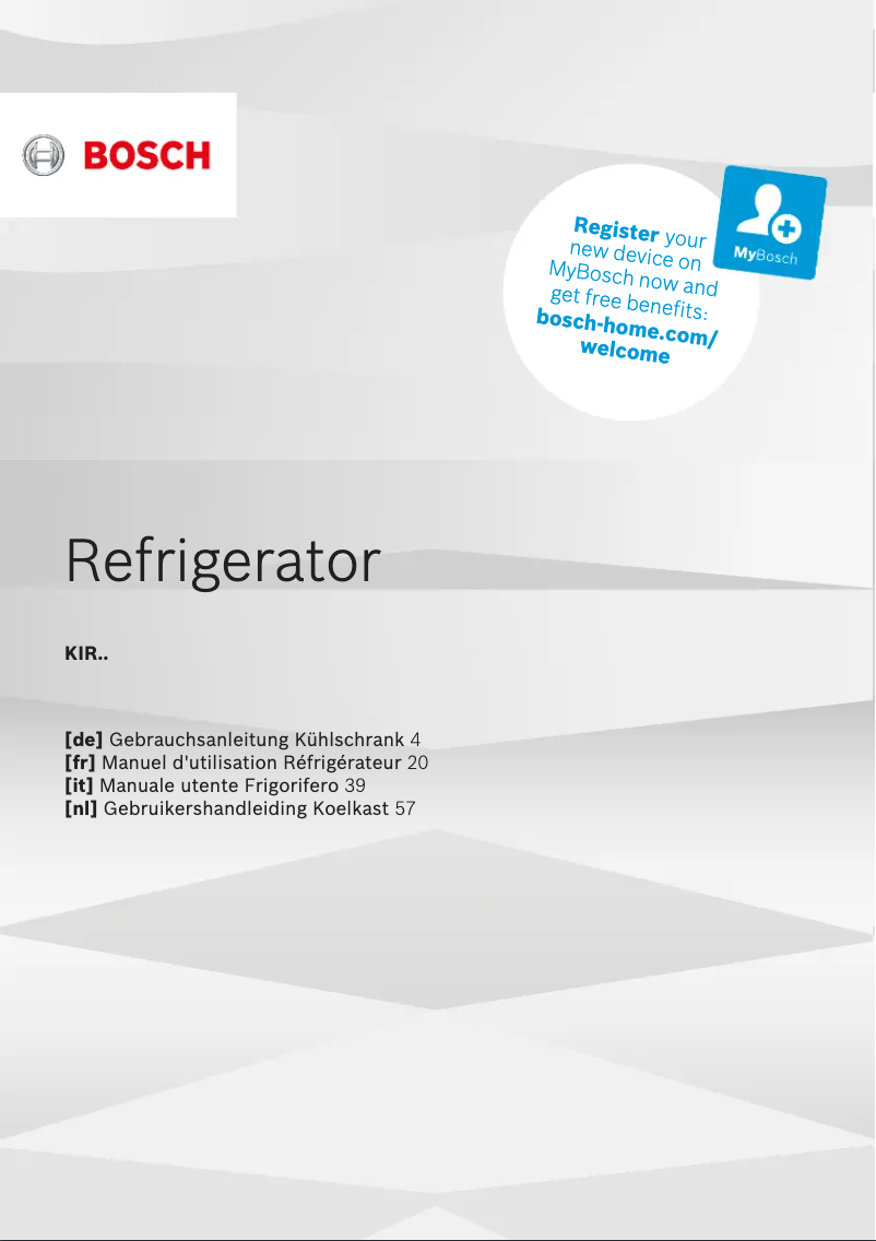 Page n°1 - Manuel utilisateur Bosch KIR18NSF0