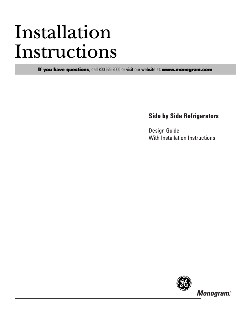 Página 1 del manual Guía de instalación GE ZISP420DTSS