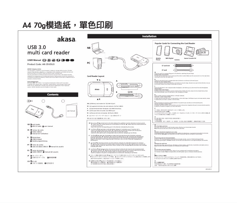 Image de la première page du manuel de l'appareil AK-CR-05U3