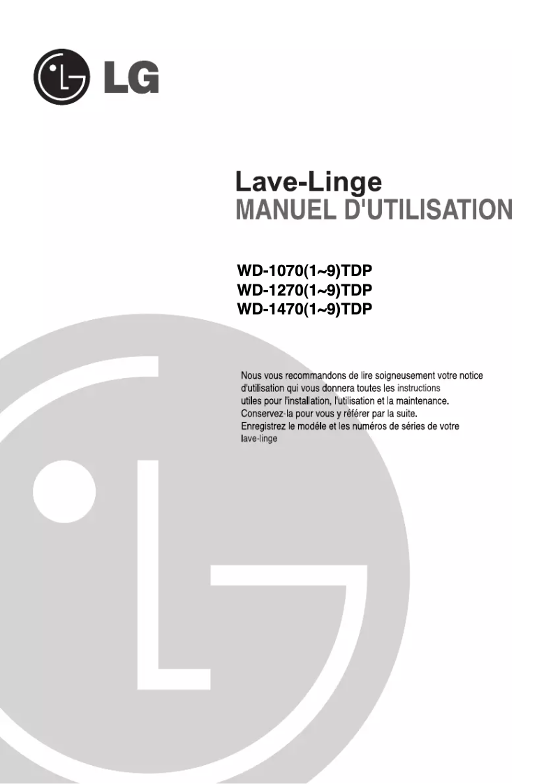 Page 1 de la notice Manuel utilisateur LG WD-14706TDP