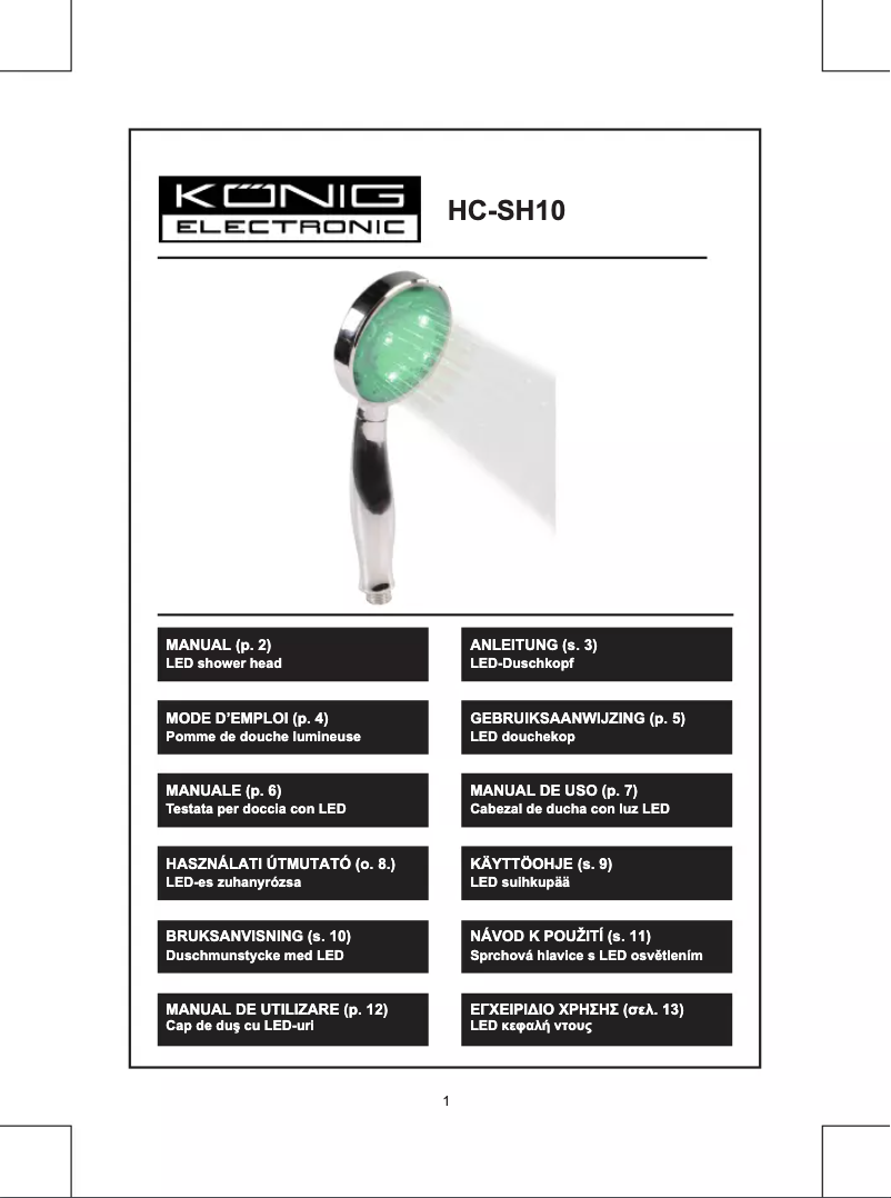 Page n°1 - Manuel utilisateur Konig HC-SH10