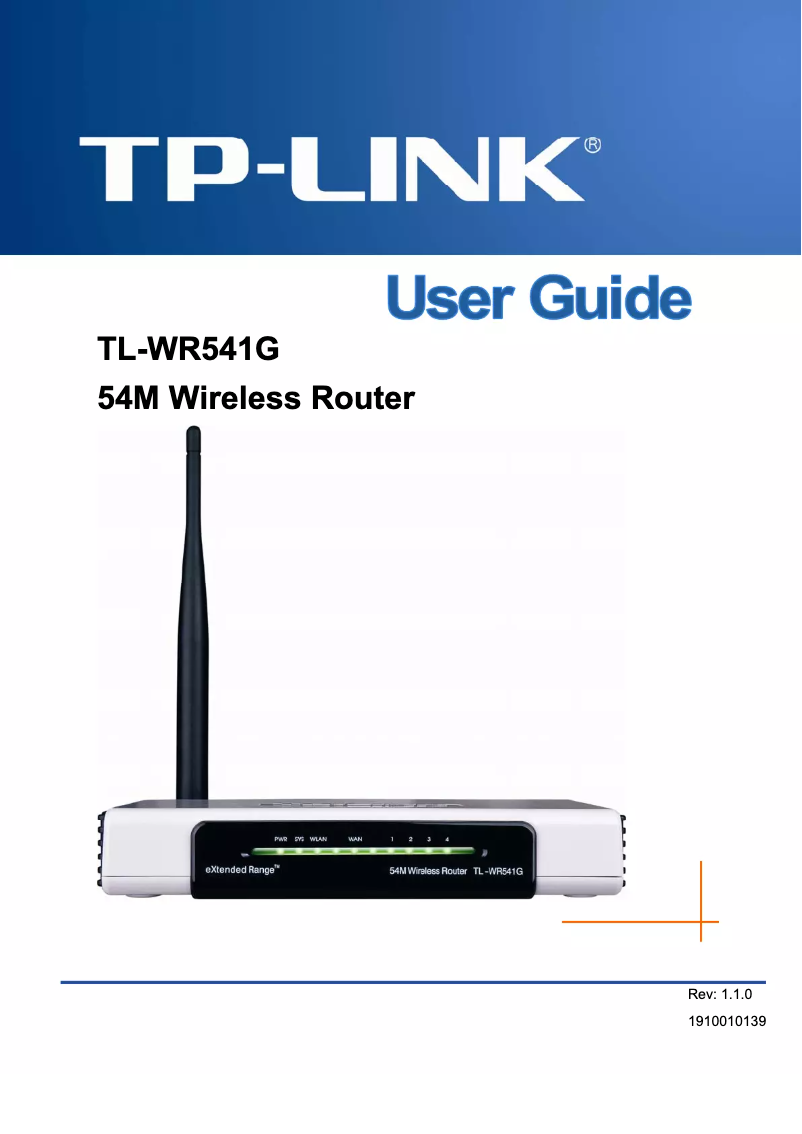 Page 1 de la notice Manuel utilisateur TP-Link TL-WR541G
