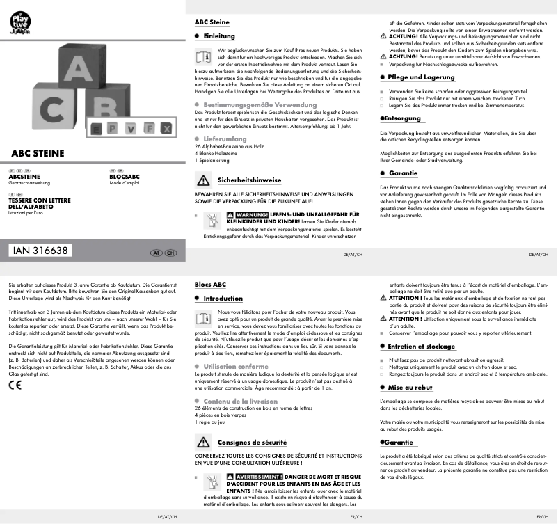 Page 1 de la notice Manuel utilisateur Playtive HG05001