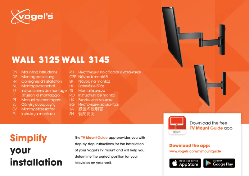 Page n°1 - Manuel utilisateur Vogel's Wall 3125