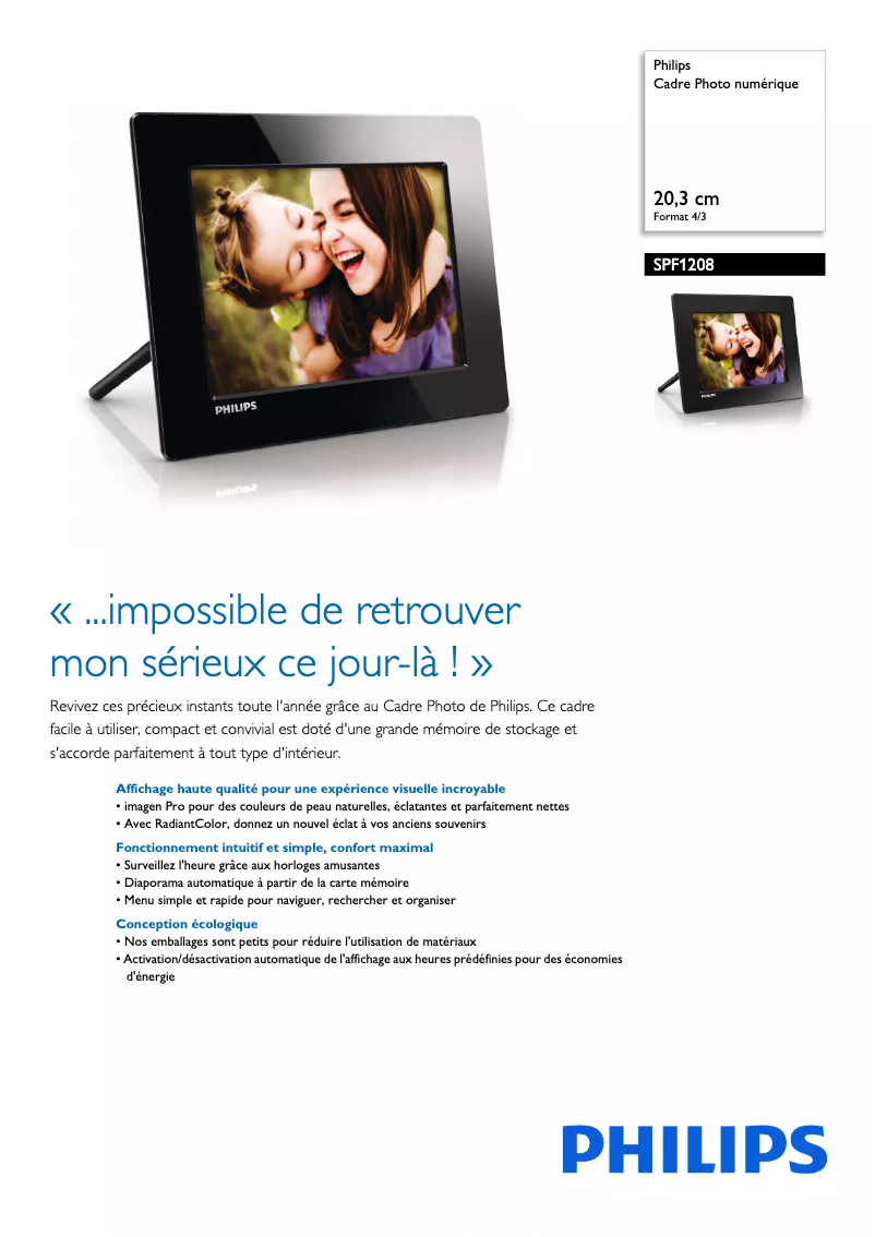 Image de la première page du manuel de l'appareil SPF1208