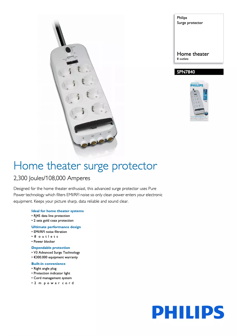Page 1 de la notice Brochure Philips SPN7840