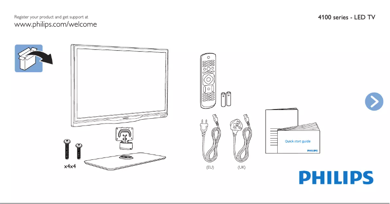 Page 1 de la notice Guide de démarrage rapide Philips 28PHH4109