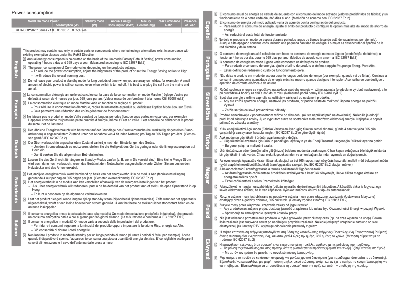 Image de la première page du manuel de l'appareil UE32C8700XS