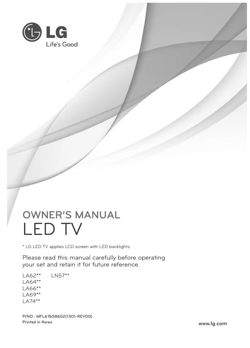 Page n°1 - Manuel utilisateur LG 55LA6208