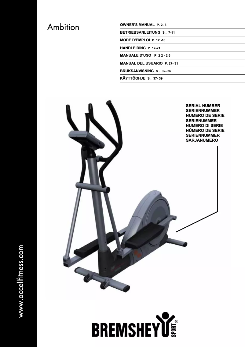 Page n°1 - Manuel utilisateur Bremshey Orbit Ambition 16