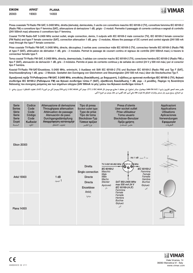 Page n°1 - Manuel utilisateur Vimar 20303.N